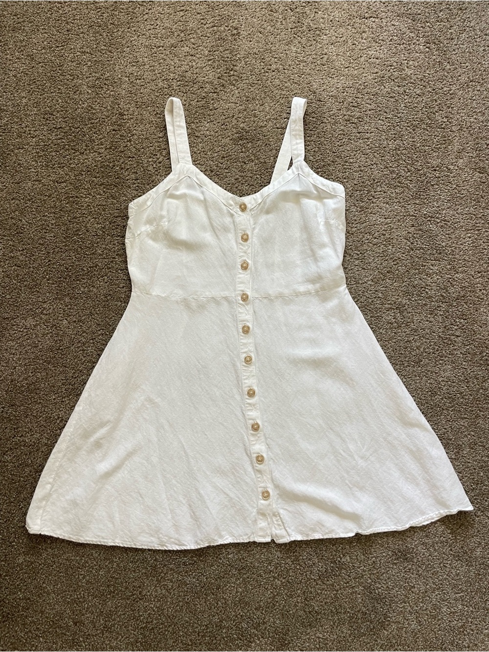 Loft - Linen Blend White Button Down Mini Dress